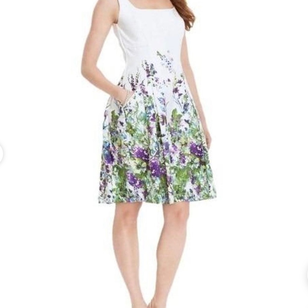 NWT Lauren Ralph Lauren Women’s Floral Fit & Flare Dress White Multi Size 14